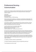 Professional Nursing - Communication2026&sol;2027 Questions And Correct  Detailed  Answers With Rationales 