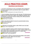 ACLS Practice Exam Questions and Answers &lpar;Latest 2025 &sol; 2026&rpar;&colon; Most Comprehensive to Pass the Exam&comma; 100&percnt; Verified
