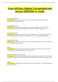 Texas All Lines Adjuster Test Questions and Answers 2025/2026 – Verified A+ Grade Study Guide