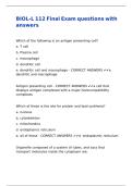 BIOL-L 112 Final Exam questions with answers