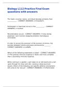 Biology L112 Practice Final Exam questions with answers