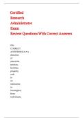 Certified Research Administrator Exam Review Questions With Correct Answers 