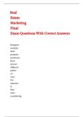 Real Estate Marketing Final Exam Questions With Correct Answers