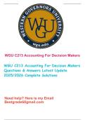 WGU C213 Accounting For Decision Makers Questions & Answers Latest Update 2025&sol;2026 Complete Solutions 