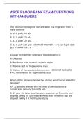 ASCP BLOOD BANK EXAM QUESTIONS WITH ANSWERS