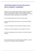 ASCP Blood Bank Practice Questions WITH CORRECT ANSWERS