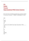 GA Broker Practice Exam Questions With Correct Answers