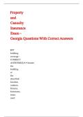 Property and Casualty Insurance Exam &ndash; Georgia Questions With Correct Answers 