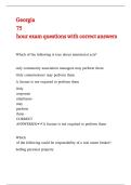 Georgia 75 hour exam questions with correct answers