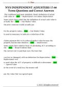 NYS INDEPENDENT ADJUSTERS 17-66  Terms Questions and Correct Answers 