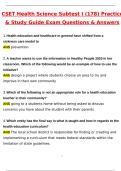 CSET Health Science Subtest I &lpar;178&rpar; Practice & Study Guide Exam Actual 2025 Newest Updated Questions and Correct Answers &lpar;Latest 2025 &sol; 2026 Update&rpar; &lpar;Verified Answers by Expert&rpar;