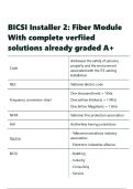 BICSI Installer 2 Fiber Module With complete verfiied solutions already graded A&plus;