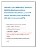 Australian Farriers & Blacksmiths Association  &lpar;AFBA&rpar; Certified Tradesman Farrier  Examination Practice Questions And Correct  Answers &lpar;Verified Answers&rpar; Plus Rationales  2026 Q&A &vert; Instant Download Pdf 