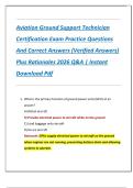 Aviation Ground Support Technician  Certification Exam Practice Questions  And Correct Answers &lpar;Verified Answers&rpar;  Plus Rationales 2026 Q&A &vert; Instant  Download Pdf 