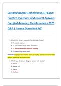 Certified Railcar Technician &lpar;CRT&rpar; Exam  Practice Questions And Correct Answers  &lpar;Verified Answers&rpar; Plus Rationales 2026  Q&A &vert; Instant Download Pdf 