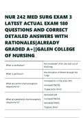 NUR 242 MED SURG EXAM 3 LATEST ACTUAL EXAM 180 QUESTIONS AND CORRECT DETAILED SOLUTIONS 2025