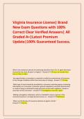  Virginia Insurance License&vert; Brand New Exam Questions with 100&percnt; Correct Clear Verified Answers&vert; All Graded A&plus;&vert;Latest Premium Update&vert;100&percnt; Guaranteed Success&period;