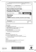 Pearson Edexcel A Level Business &lpar;9BS0&sol;02&rpar; Question paper 2 And Mark Scheme Summer 2025