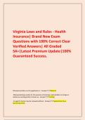       Virginia Laws and Rules - Health Insurance&vert; Brand New Exam Questions with 100&percnt; Correct Clear Verified Answers&vert; All Graded A&plus;&vert;Latest Premium Update&vert;100&percnt; Guaranteed Success&period;