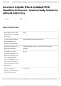 Insurance Adjuster EXAM &lpar;updated 2025&rpar; Questions & Answers &vert; Latest Already Graded A&plus; UPDATE 2025&vert;2026