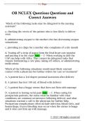 OB NCLEX Questions Questions and  Correct Answers