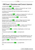 OB Exam 1 Questions and Correct Answers 