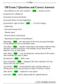 OB Exam 2 Questions and Correct Answers 