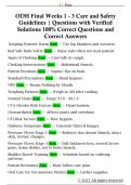 ODH Final Weeks 1 - 3 Care and Safety  Guidelines &vert; Questions with Verified  Solutions 100&percnt; Correct Questions and  Correct Answers 
