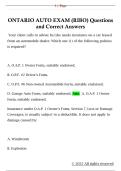 ONTARIO AUTO EXAM &lpar;RIBO&rpar; Questions  and Correct Answers 