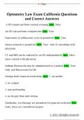 Optometry Law Exam California Questions  and Correct Answers 
