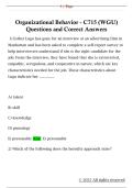 Organizational Behavior - C715 &lpar;WGU&rpar;  Questions and Correct Answers