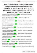 PACE Certification Exam &lpar;ASAP&rpar; Exam  comprehensive questions and verified  answers ACTUAL EXAM 2025 TEST&excl;&excl;  Graded A&plus; &vert; 2025&vert;2026 EXAM UPDATE  Questions and Correct Answers