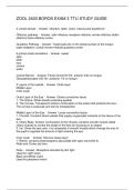 ZOOL 2403 BOROS EXAM 3 TTU STUDY GUIDE