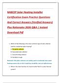 NABCEP Solar Heating Installer  Certification Exam Practice Questions  And Correct Answers &lpar;Verified Answers&rpar;  Plus Rationales 2026 Q&A &vert; Instant  Download Pdf