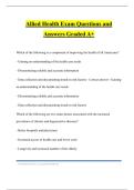 Allied Health Exam Questions and Answers Graded A&plus;