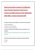 Road Construction Inspector Certification  Exam Practice Questions And Correct  Answers &lpar;Verified Answers&rpar; Plus Rationales  2026 Q&A &vert; Instant Download Pdf