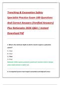 Trenching & Excavation Safety  Specialist Practice Exam 100 Questions  And Correct Answers &lpar;Verified Answers&rpar;  Plus Rationales 2026 Q&A &vert; Instant  Download Pdf