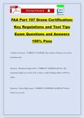 FAA Part 107 Drone Certification&colon; Key Regulations and Test Tips Exam Questions and Answers 100&percnt; Pass