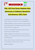 PHL 100 Final Exam Stephen Daly University of Alabama Questions and Answers 100&percnt; Pass