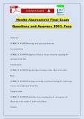 Health Assessment Final Exam Questions and Answers 100&percnt; Pass