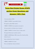 Texas Real Estate Exam; STATE portion Exam Questions and Answers 100% Pass