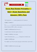 Texas Real Estate Principles 1 - Unit 1 Exam Questions and Answers 100% Pass