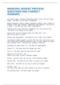 MUNICIPAL BUDGET PROCESS QUESTIONS AND CORRECT ANSWERS
