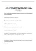 CISA &lpar;Certified Information Systems Auditor&rpar; FINAL EXAM 2024-2025 SPRING QUESTIONS AND ANSWERS GRADED A&plus;