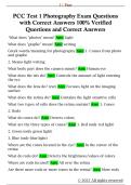 PCC Test 1 Photography Exam Questions  with Correct Answers 100&percnt; Verified  Questions and Correct Answers