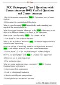 PCC Photography Test 2 Questions with  Correct Answers 100&percnt; Verified Questions  and Correct Answers 