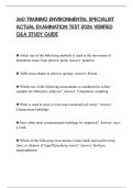 360 TRAINING ENVIRONMENTAL SPECIALIST ACTUAL EXAMINATION TEST 2026 VERIFIED Q&A STUDY GUIDE