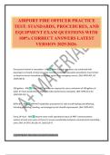 AIRPORT FIRE OFFICER PRACTICE TEST&colon; STANDARDS&comma; PROCEDURES&comma; AND EQUIPMENT EXAM QUESTIONS WITH 100&percnt; CORRECT ANSWERS LATEST VERSION 2025&sol;2026