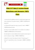 PHA 317 Quiz 2 review Exam Questions and Answers 100&percnt; Pass