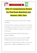 PHA 317 Comprehensive Review For Final Exam Questions and Answers 100&percnt; Pass